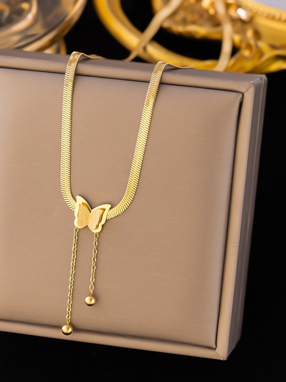 Gold Butterfly Pendant Necklace for Women